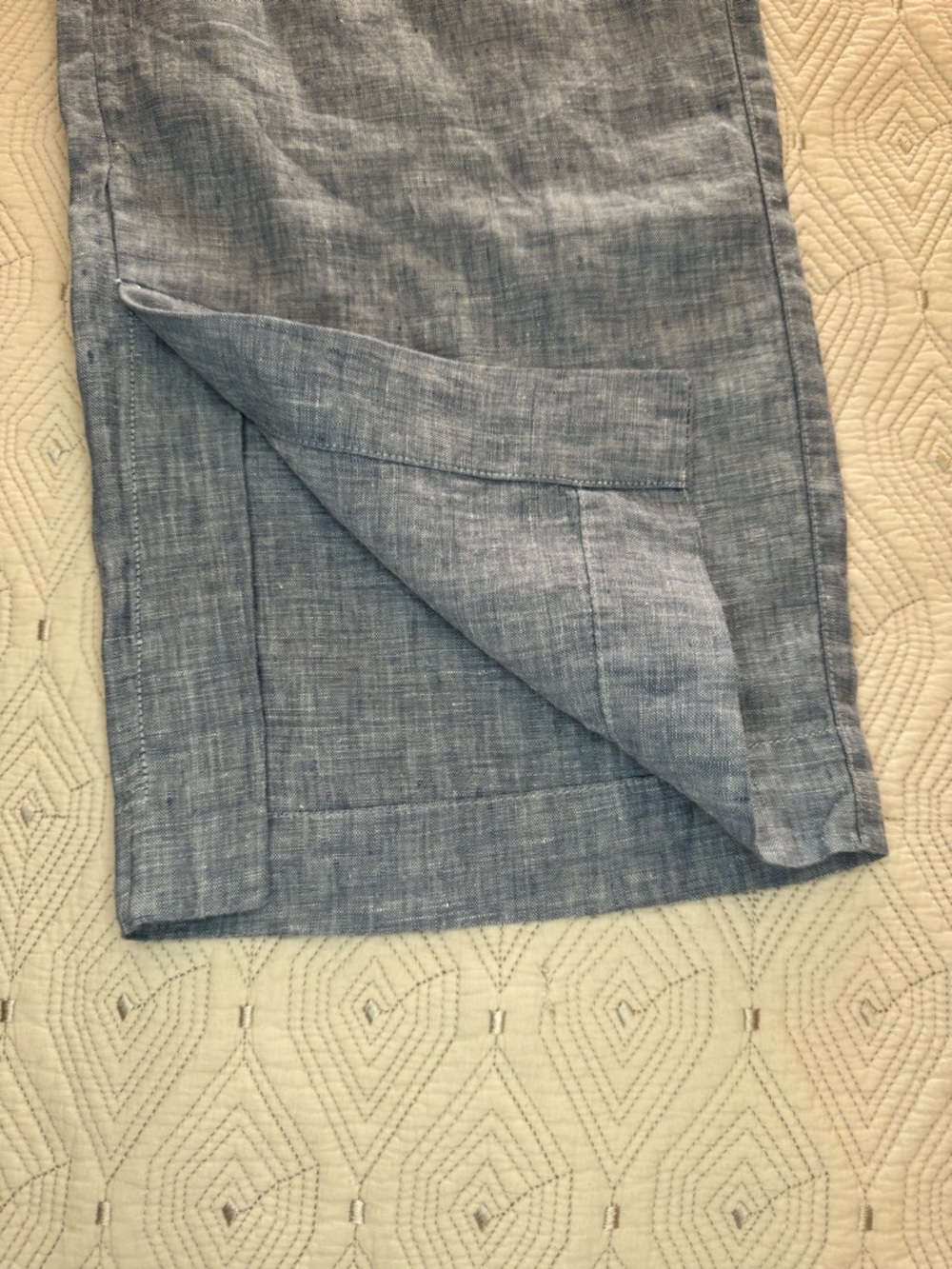 Athleta Cabo Linen Wide Leg Pant Chambray Blue Drawstring Women’s Size 6 - Picture 8 of 15